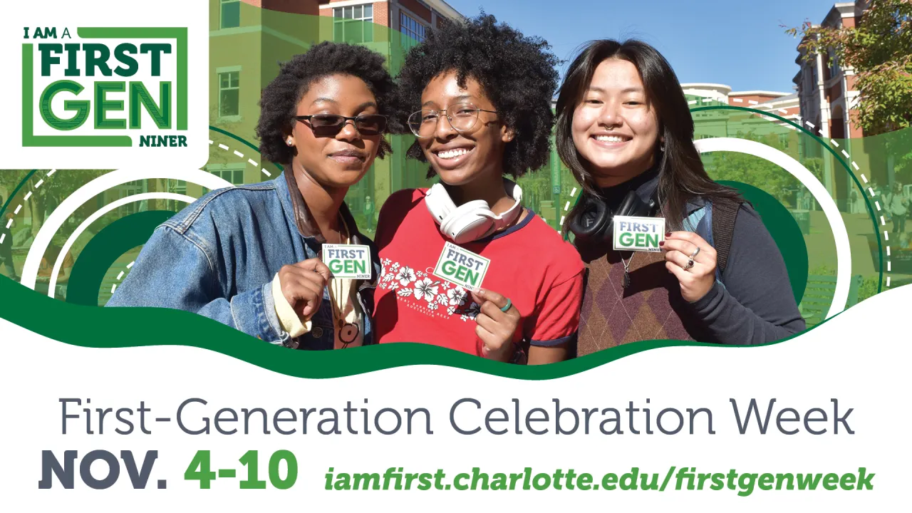 Three First-Generation Niner Friends Smiling 