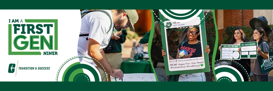 Three First-Generation Niner Friends Smiling